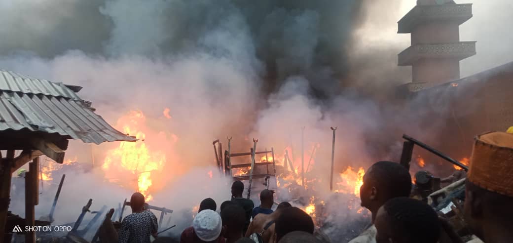 Fire guts popular ibadan auto spare parts market